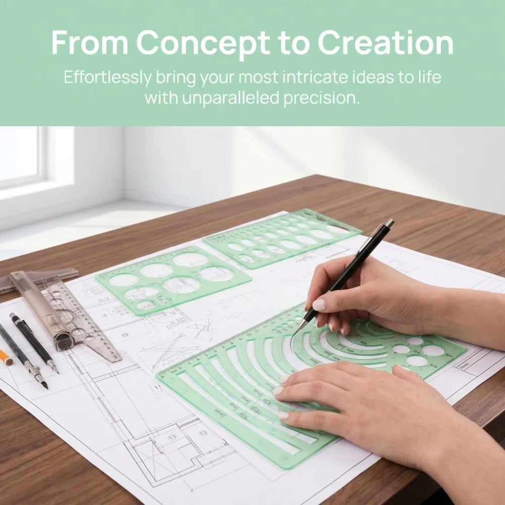 6 Sets Architecture Draft Template Rulers Various Patterns Smooth Drawing Template Multi-function Precision Hollow Ruler Kit