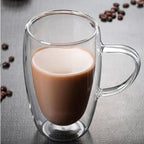Double Layer Transparent Glass Cup High Borosilicate Glass Juice Milk Heat-Resistant Coffee Cup Round Egg Shape with Handle