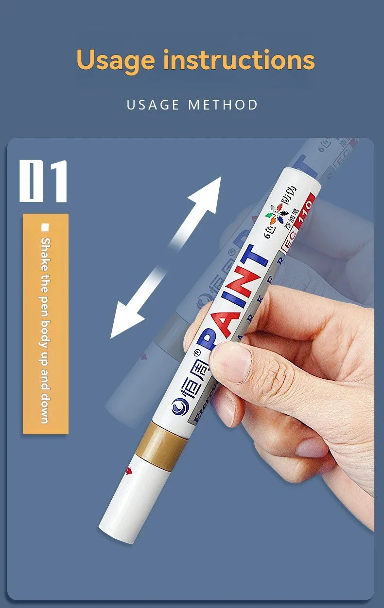 1/3/6/12 Colors Permanent Paint Marker White/Gold/silver Markers for Car Tire Tread Rubber Fabric Paint Metal Paint Marker Pens