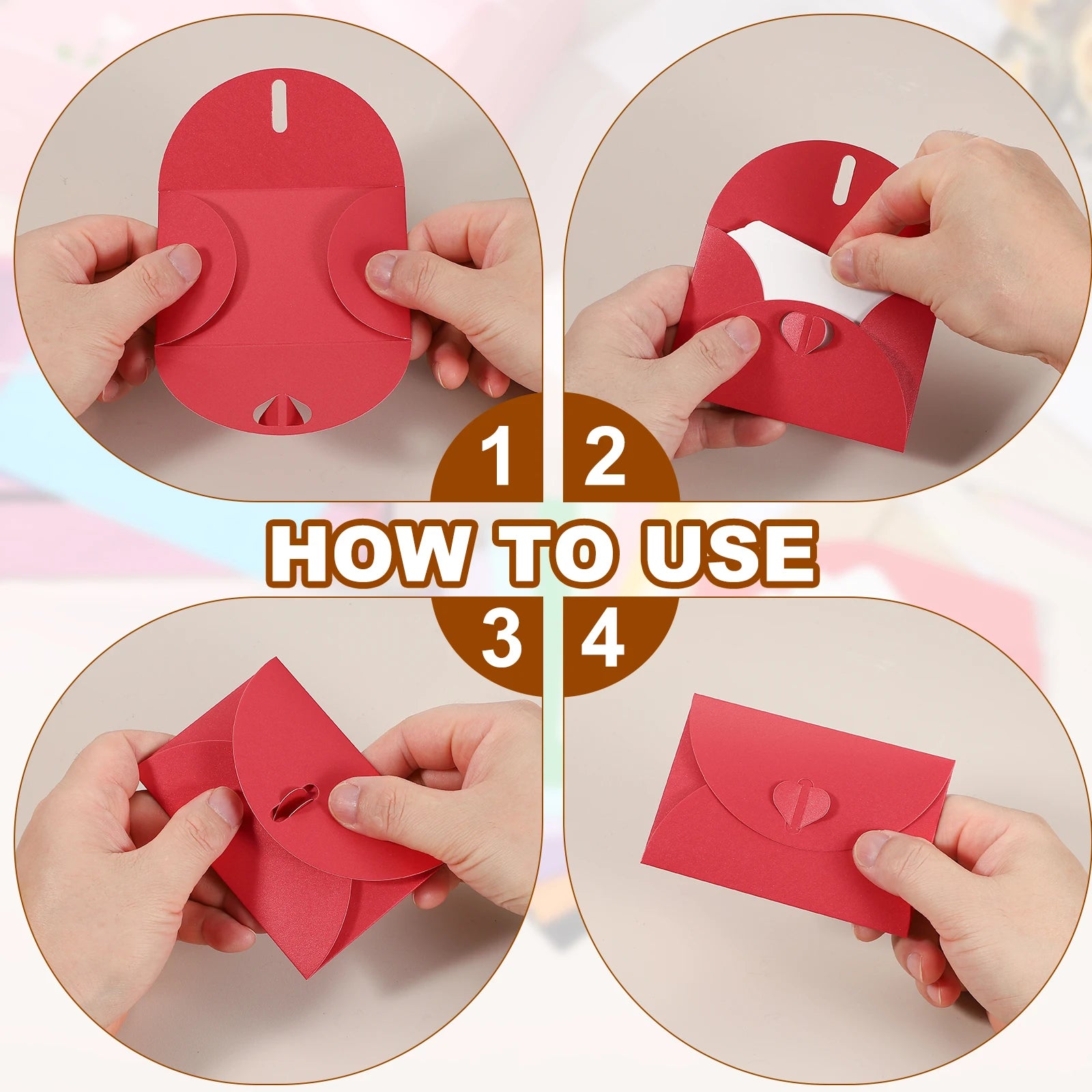 25Sets Mini Envelopes with Heart Clasp 9x5.4cm Blank Note Cards with 10.5x7.5cm Envelopes for Gift Wedding Invitation Graduation