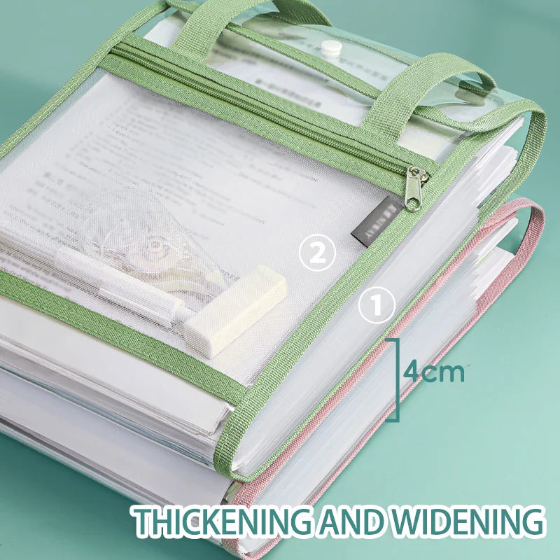 HUAJIE A4 Transparent Accordion File Folder, 13 Pockets Vertical Handheld Expanding Document Organizer for Student Subject Stora