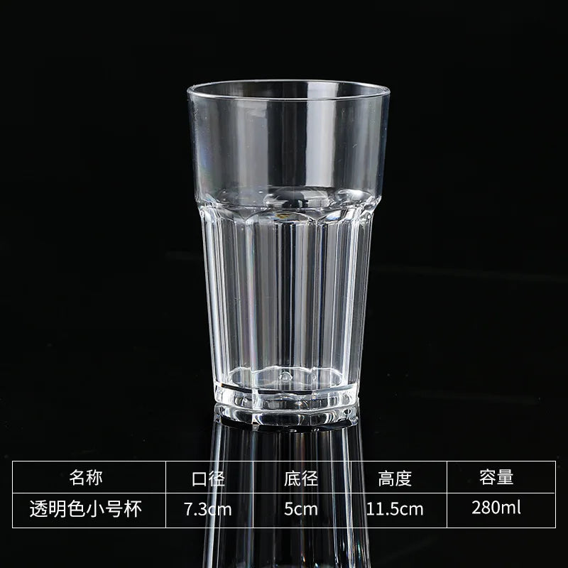 Acrylic Plastic Beer Mug PC Anti-fall Water Cup Heat-resistant Wine Glass Transparent Octagonal Cups KTV Bar Kitchen Restaurant