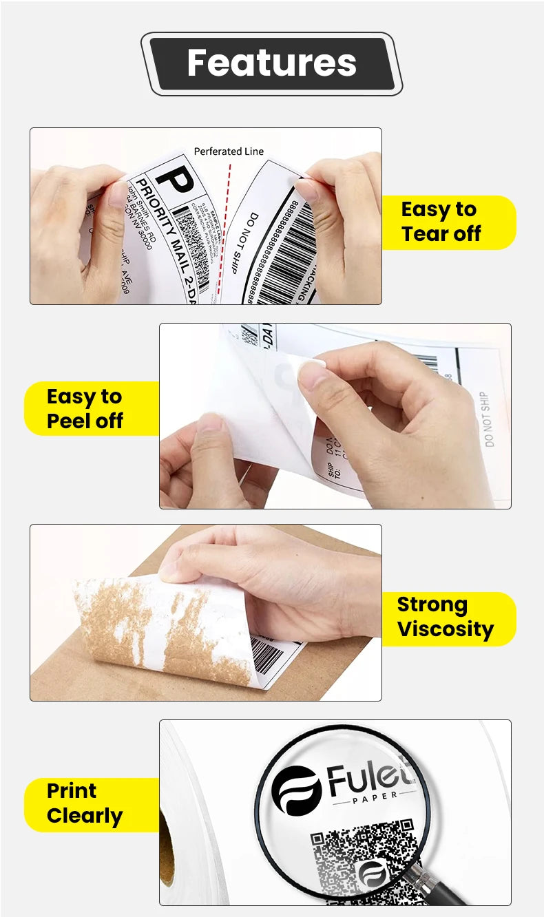 4" X 5" Direct Thermal Shipping & Multipurpose Labels 102 mm X 127 mm 350 labels per roll