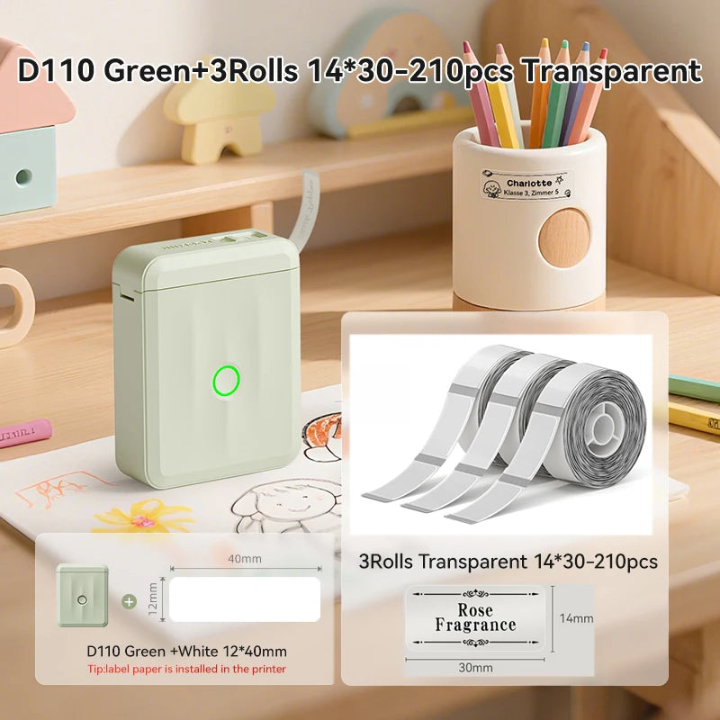 NIIMBOT D110 Upgraded Version Thermal Label Printer Mini Portable Name Tag Label Maker With Tape for Office Home Kitchen School