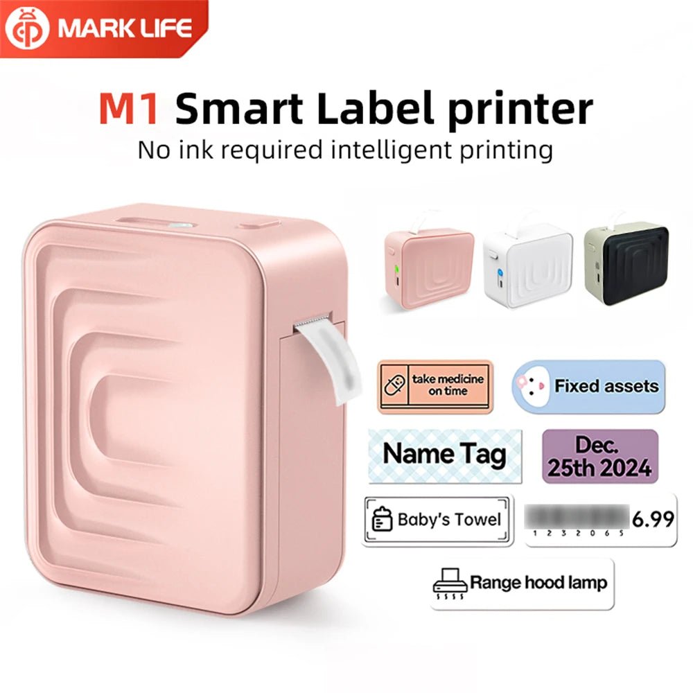 MarkLife M1 Mini Portable Thermal Printer Wireless Bluetooth-compatible Label Tag for Home Office Labeling Sticker Machine