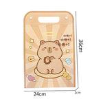 Vertical Accordion File Folder with Capybara Cartoon Print, Large Capacity for Test Papers, Student Tote Bag with Handle