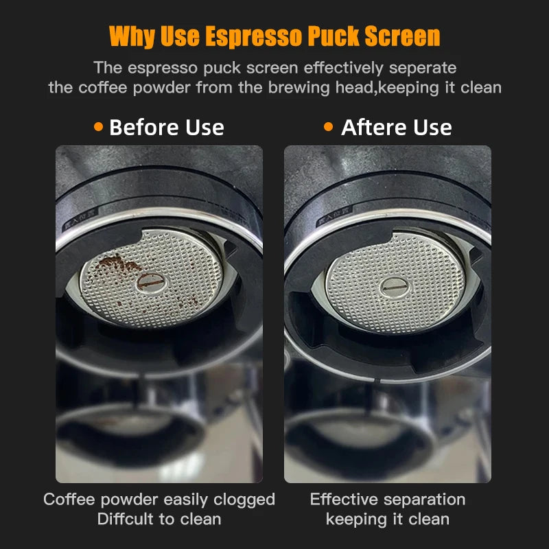Alikisscafe Espresso Puck Screen 0.2mm Thickness 51mm 53.5mm 58.5mm Reusable Stainless Steel Heat Resistant Mesh Barista Tools