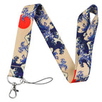 Japanese Waves Credential Holder Lanyards for Key Neck Strap For Card Badge Gym Phone Straps Keychain Keyring Accessories Gift