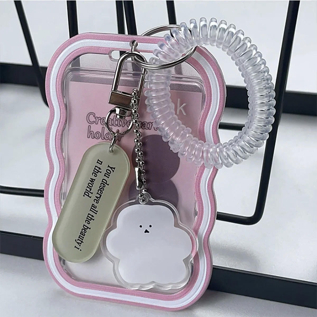 Creative Kpop Photocard Holder Transparent Keychain Photo Sleeve Bus Student Card Case Protector