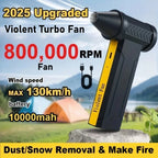 800,000RPM Air Blower Electric Turbo Fan Brushless Motor High-Speed Turbo Violent Fan USB Rechargeable Powerful Dust Blower