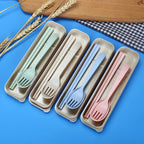 Fork Spoon Chopsticks Bowls Cup Dish Dinnerware Set High Grade Wheat Straw Tableware Children's Unbreakable Dishes Camping Set