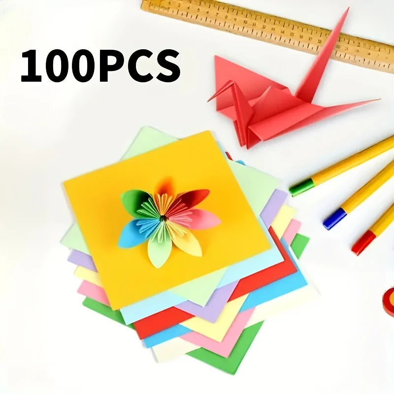 100 Sheets 10cm Origami Colored Paper Square Handmade Origami Crane Material Student Enlightenment Teaching Paper Supplie