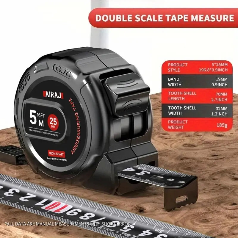 AIRAJ 7.5/5/3M Tape Measure High Carbon Steel Thickened Frosted Anti Drop Shell High-Precision Portable Manual Measuring Tool