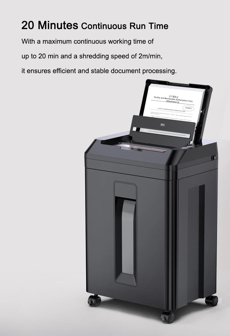Broyeur De Papier P-5 200 Sheets Waste Paper Shredder P5 Normal Size 2*10mm Auto Feed Electricity Powered Comet Z-500 Office 22L