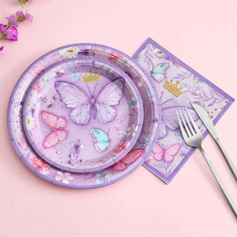 Butterfly Birthday Party Decoration  Butterfly Party Disposable Tableware Paper Cup Plate Birthday  Party