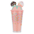 450ml Fashion Cartoon Ice Cream Straw Cup Adorable Plastic Bear Drinking Cup With Lid Milk Tea Cup For Women Girls Outdoor Home