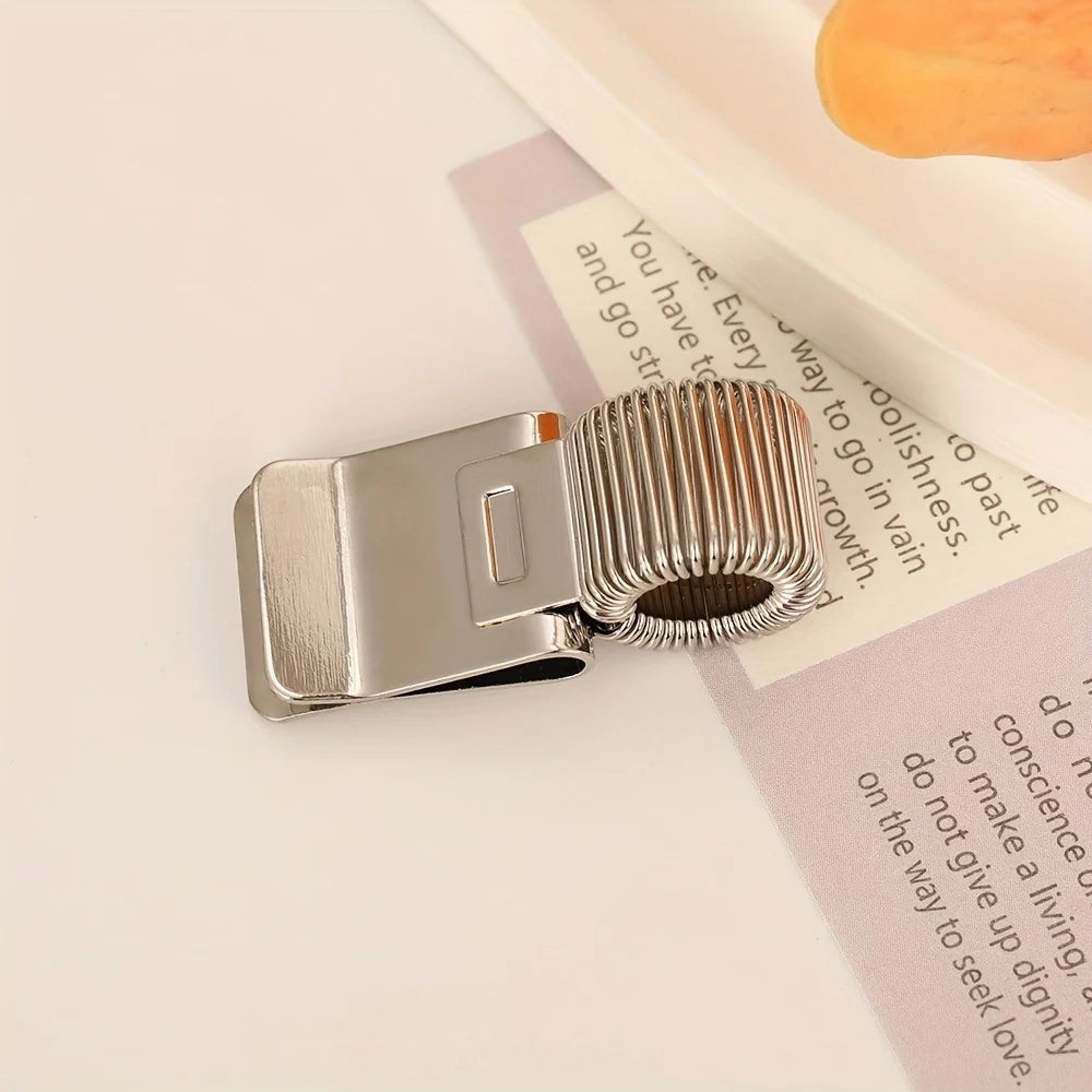 1pc Heavy-Duty Metal Pen Clip with Spring - Secure Grip Notebook Paper Clip, Minimalist Desk Organizer for School, Office