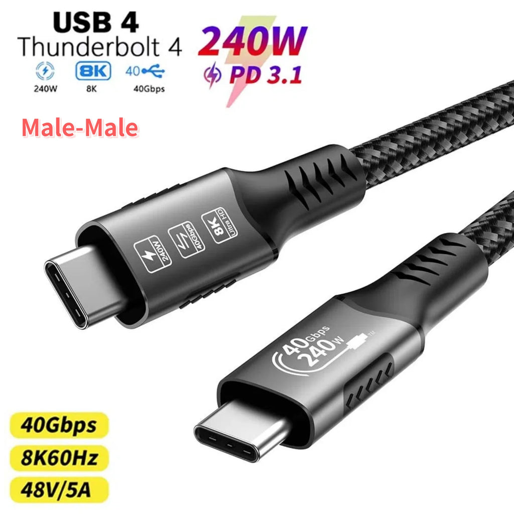 USB4 for Thunderbolt 4 Cable 40Gbps 8K@60Hz 4K@120Hz PD3.1 100W Type-C to USB-C Dual Protocol Compatible for iPhone 17 K36S