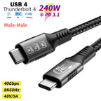USB4 for Thunderbolt 4 Cable 40Gbps 8K@60Hz 4K@120Hz PD3.1 100W Type-C to USB-C Dual Protocol Compatible for iPhone 17 K36S