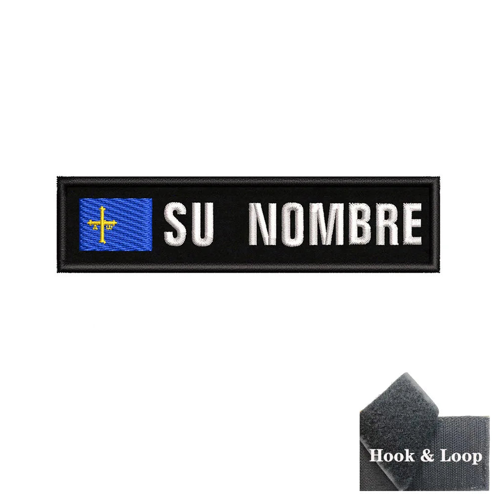 1PC 10cmX2.5cm Custom Name Flag Patch Stripes Badge Iron On Or Hook Loop Andalusia Extremadura Canary Islands Spain Galicia