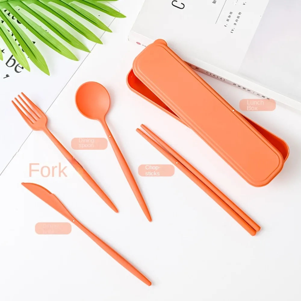 New Wheat straw Wheat Straw Dinnerware Set Eco-Friendly Portable Utensil Box Tableware Cutlery Set Travel