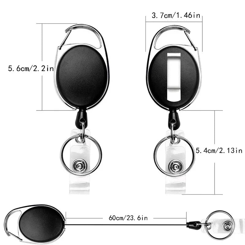Retractable Badge Reel Heavy Duty Black Badge Reel for Nurse Hospital Office Supplies ID Lanyard Name Tag Card Badge Holder Gift