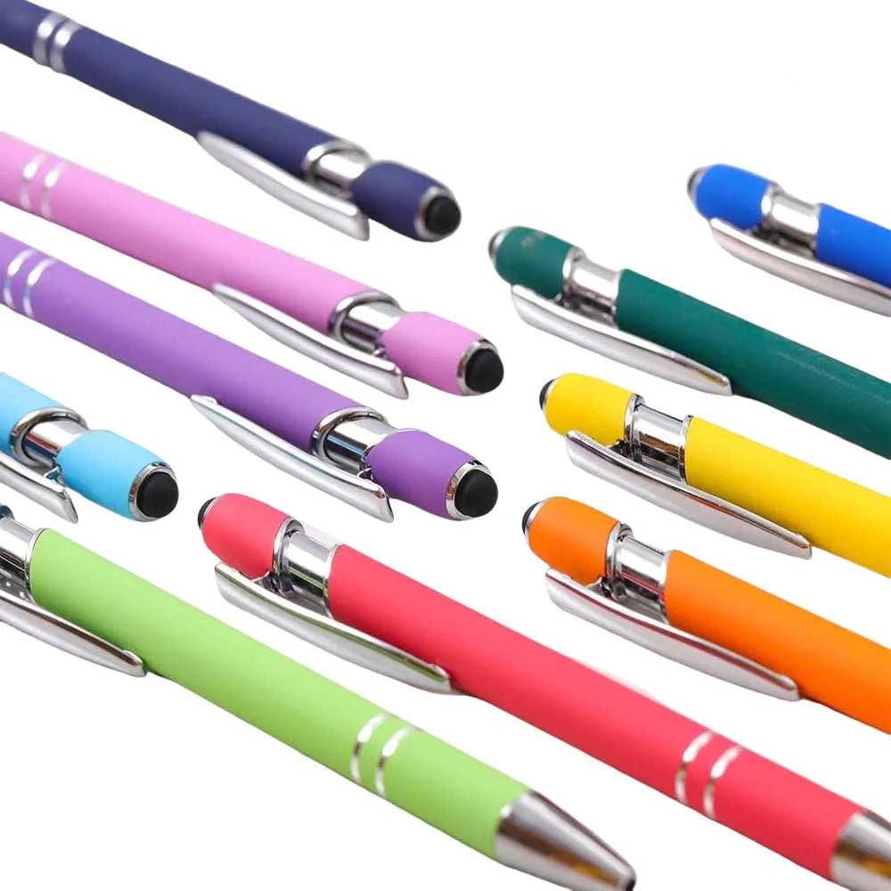 5-10Pieces Ballpoint Pen with Stylus Tip, Metal, 2 in 1 Stylus Ballpoint Pen 1.0 mm Black Ink  for Smartphone, Tablet