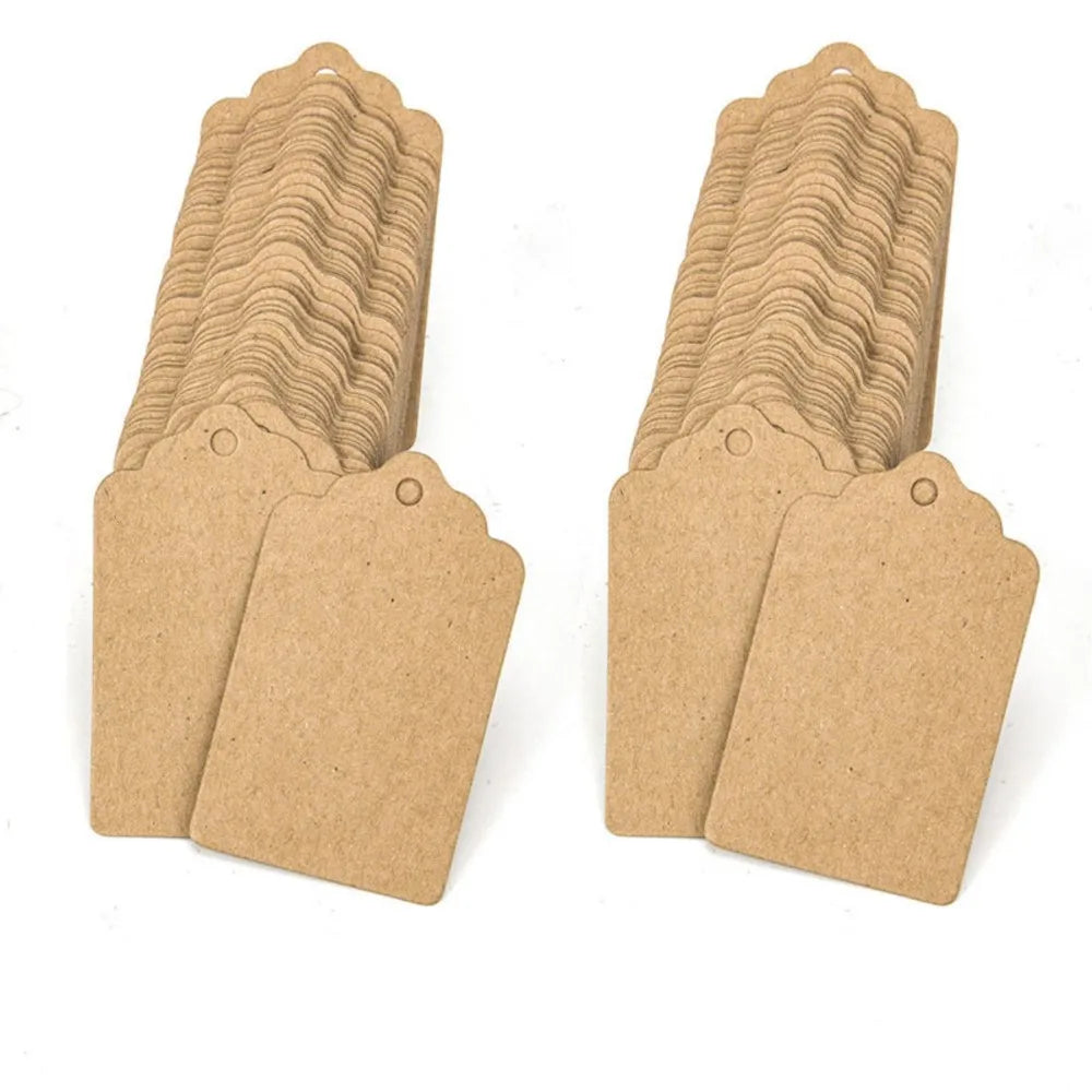 100/300/500pcs Kraft Paper Blank Gift Hang Tags with String for Gift Wrapping Price Small Business Packaging Supplies Material