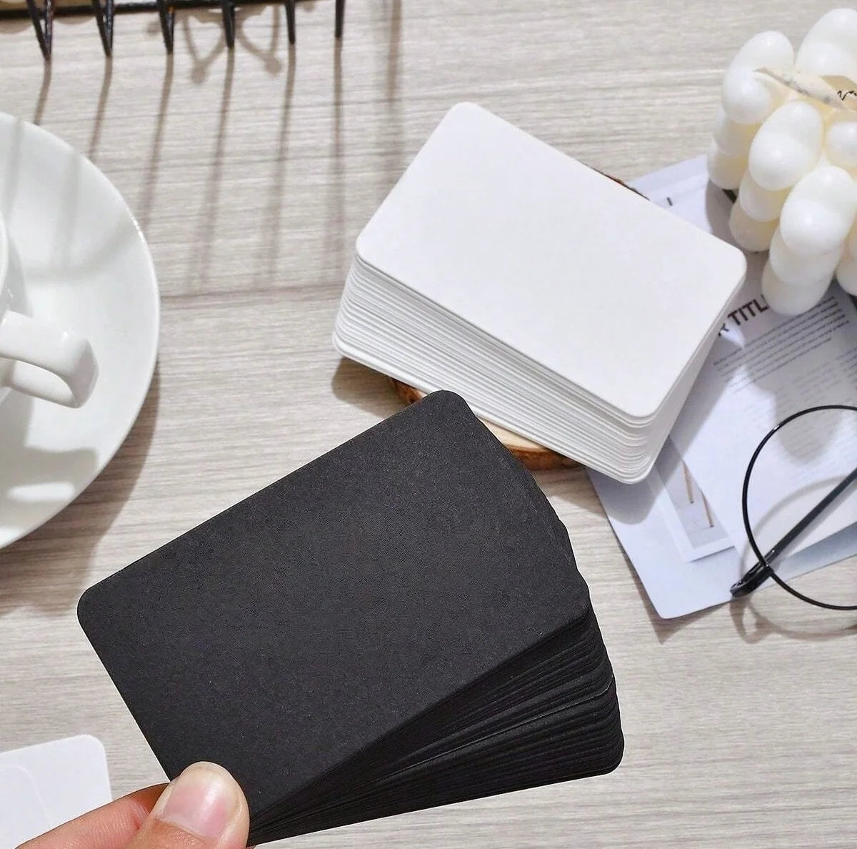 50/100PCS Blank Flash Cards DIY Blank White Cardstock Postcards for Graffiti Bookmarks Message Word Note Index Cards