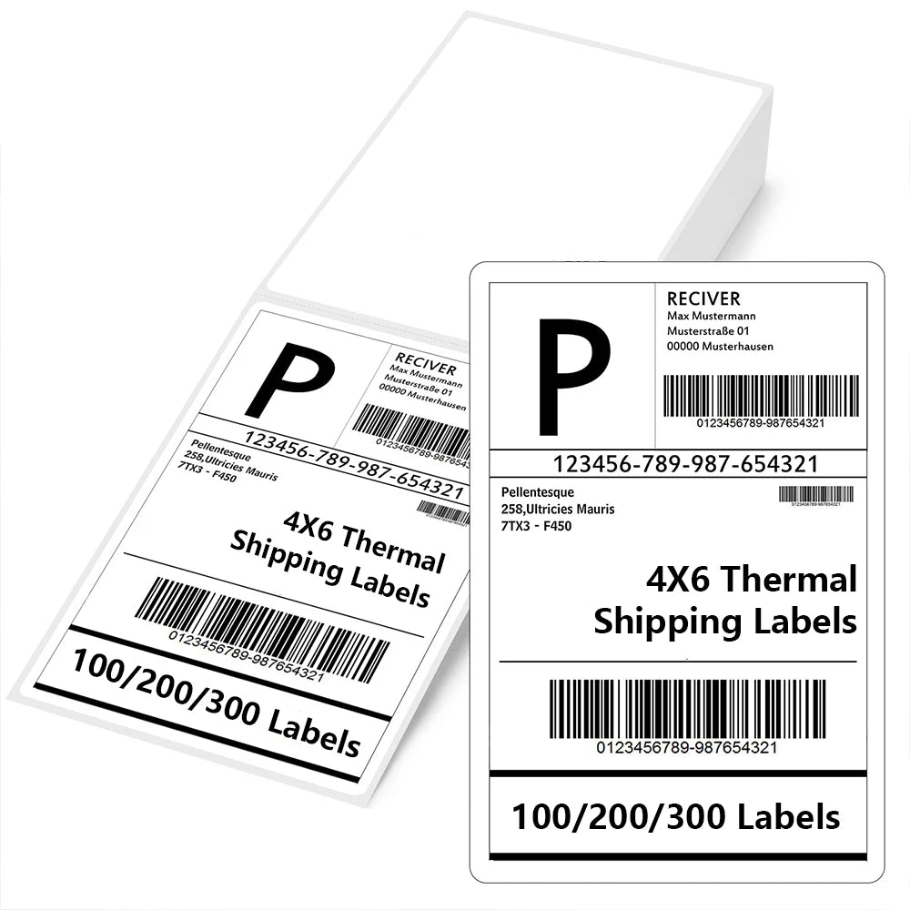 4x6 Inch Direct Thermal Label 100/200/300 Sheets Adhesive Shipping Labels Paper for 9220/9210/246S DHL UPS Express Barcode