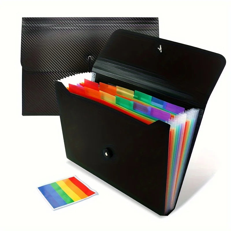 13 Pockets Accordion File Holder - Expanding File Folder Organizer for A4 Letter Size Paper Documents