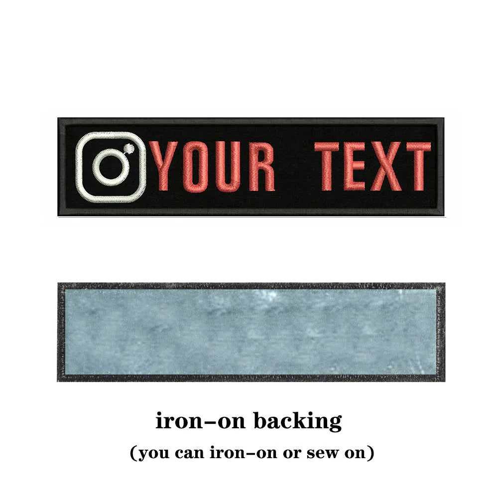 Instagram Logo 10X2.5cm Embroidery Custom Name Text Patch Stripes Badge Iron On Or  Patches