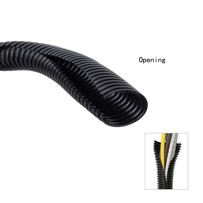 1/3/6M Corrugated Pipe7mm-28mm Car Cable Heat Resistant Insulation Tube Harness Motor Electrical Wire Protection Accessories