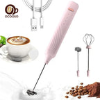 OCOOSO 2 in 1 Electric Milk Frother Rechargeable Coffee Milk Frother 3 Speed Adjustable Milk Frother Handheld Electric Dual Head