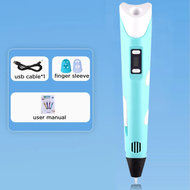 3D Pen With LCD Screen Compatible PLA Filament Toys 3D Drawing Printing Pen for Children DIY Christmas Birthday Gift