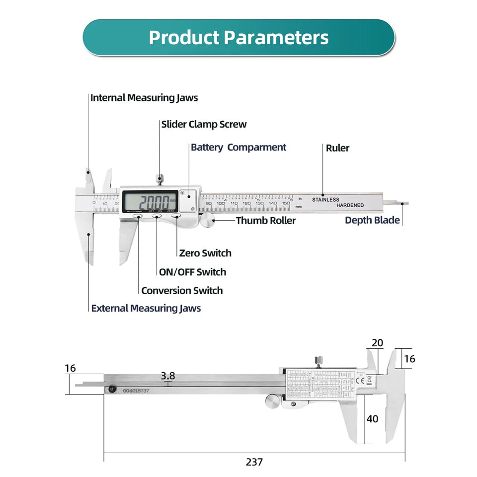 Metal Digital Display Calipers Verniers Calipers Quality Caliper Woodworking Measuring Instruments Tools Depth Calipers