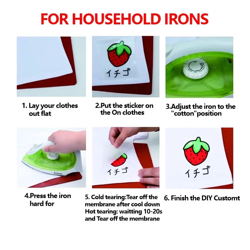 Custom DTF Heat Transfer Labels Iron On Washable Logo Tags for T-Shirt Clothing Apparel