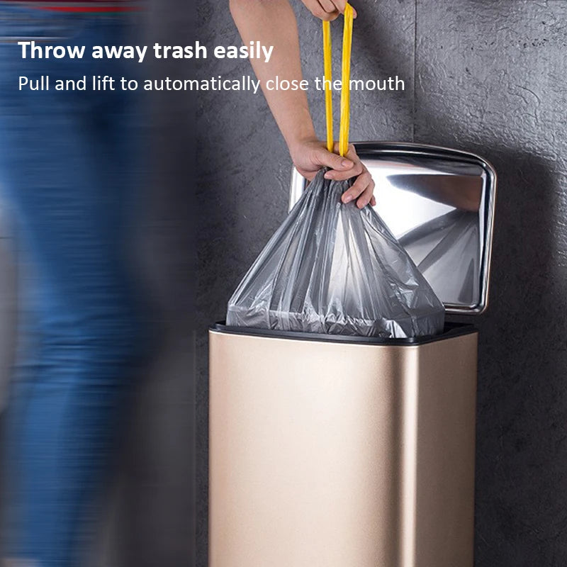 5/10/15/20 Rolls Drawstring Trash Bags for Kitchen Trash Can Thicken Large Capacity Garbage Bag Plastic Home Dustbin Storage Bag