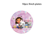 50-1pcs Gabby Dollhouse Birthday Party Plates Cups Napkins Cat Girls Disposable Tableware Kids Happy Birthday Decor Supplies