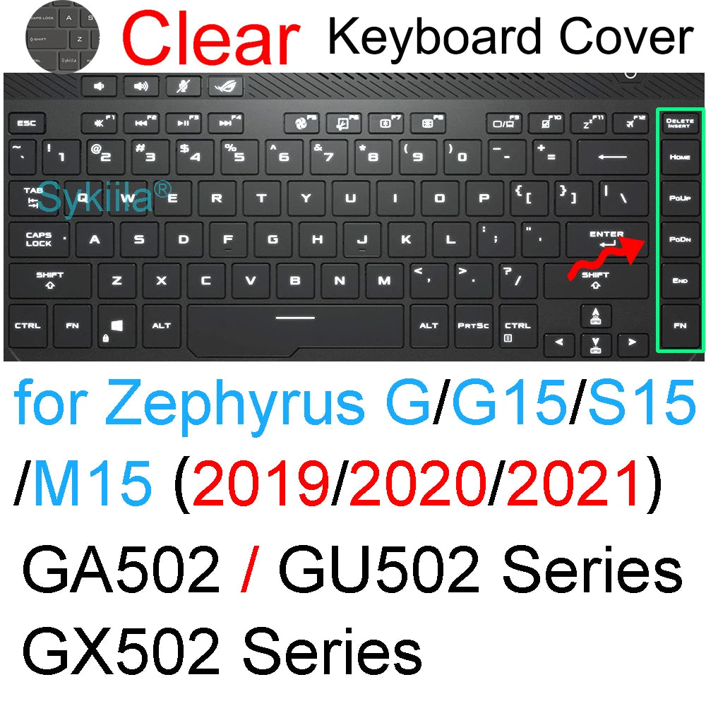 Keyboard Cover for ROG Zephyrus G14 G15 G16 M15 M16 S15 S17 G M S Duo GU605 GA605 GA503 GA403 Silicone Protector Skin Case