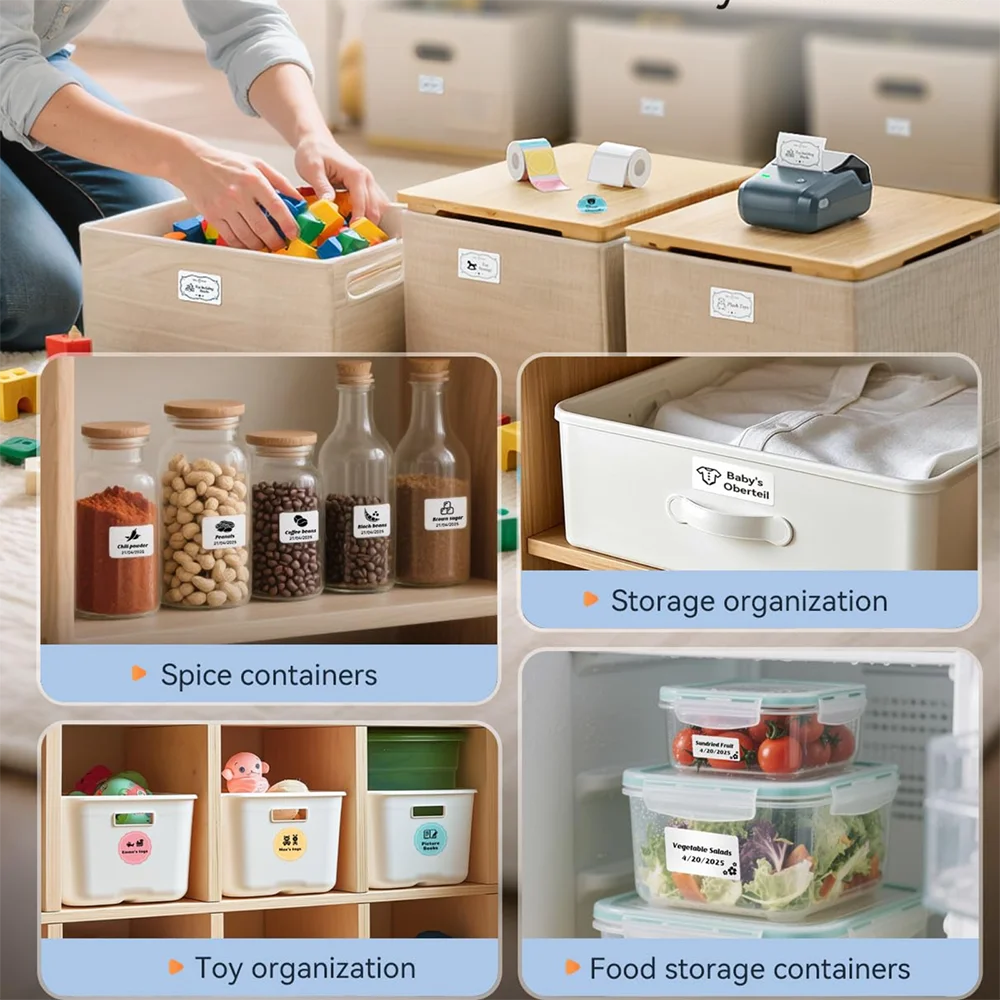 Portable Niimbot B1 Wireless Label Maker Adhesive Sticker Printer Labeling Machine DIY 20-50mm Labels for Office Home