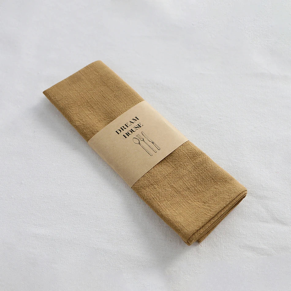 1PC Thicken Cotton Linen Colorful Cloth Napkins,Reusable Fabric Placemat,for Kitchen Dining Hotel Restaurant Serving Table Decor