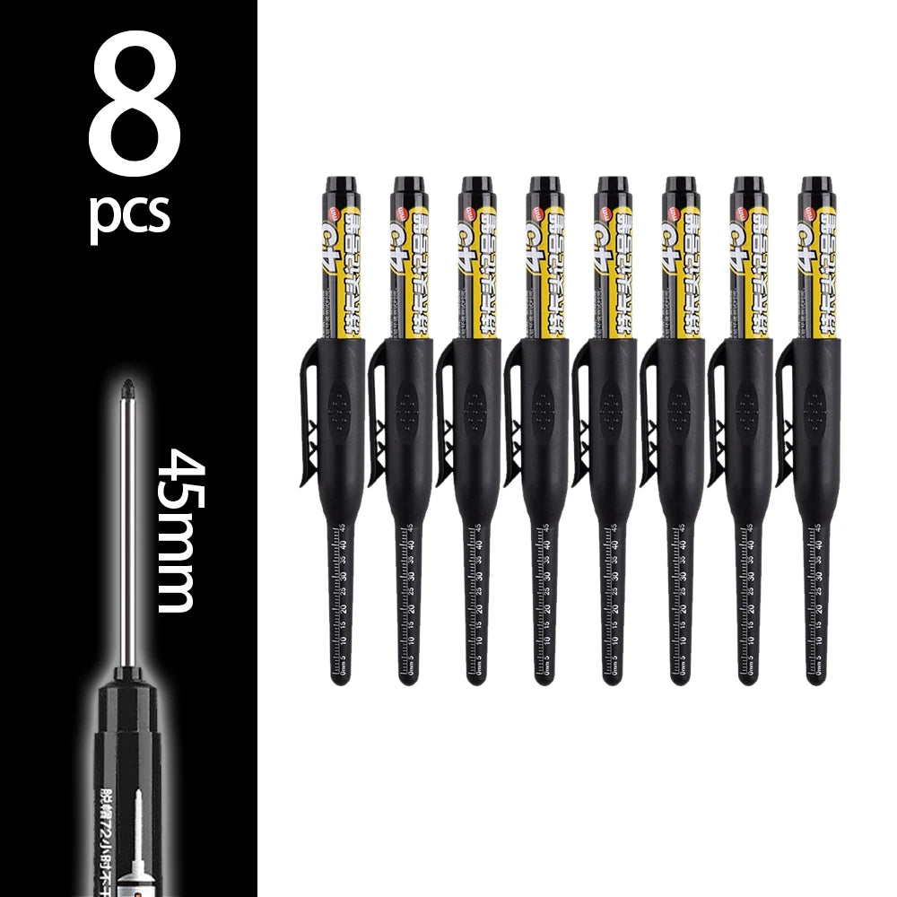 4-60Pcs 45mm Long Nib Head Carpenter Pen Deep Hole Marker Pens Black/Blue/Red/White for Measuring Woodworking Hand Tools