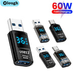 Digital Display USB3.2 Adapter USB A To Type C Adapter Data Transfer 60w Fast Charging USB C Converter For PC iphone15 Samsung