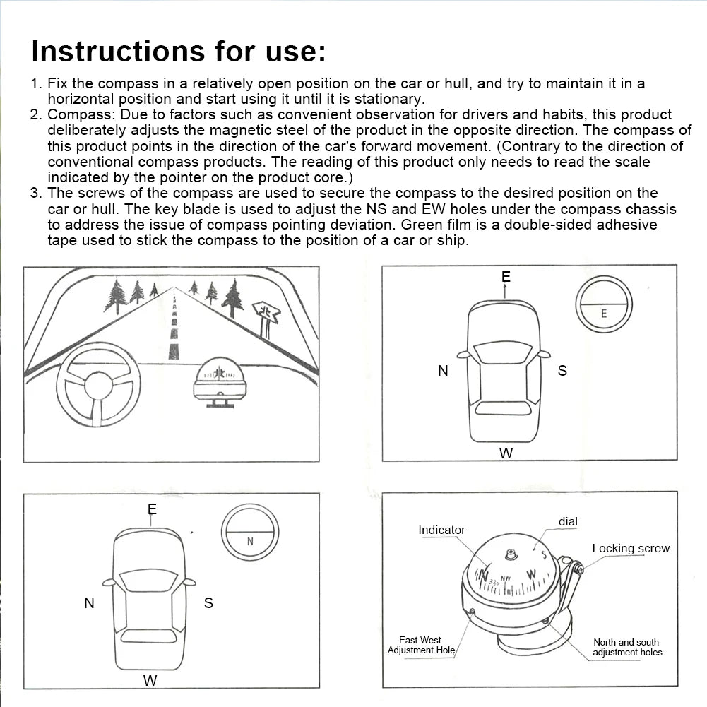 Ball Shaped Vehicle Navigation Car Compass with Dial Sea Pivoting Marine Boat Compass Splashproof Sea Marine Electronic Compass