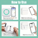 Portable Mini Label Printer - 57mm Wide, 200dpi Photo Printing, Rechargeable USB-Powered, Compact Design for Home Office