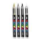 12 Pcs Black and White/Gold and Silver Acrylic Paint Markers Set, Large Ink Capacity, Skin Color Brush Markers Pen Art Supplies