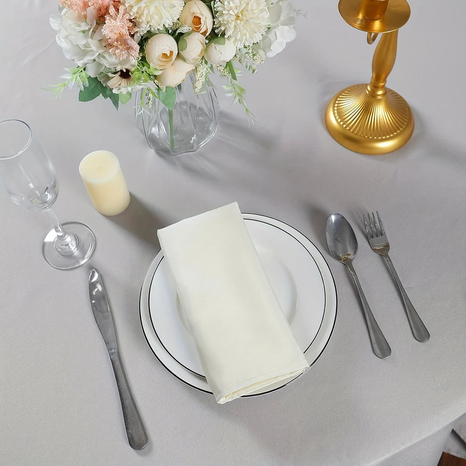 12pcs Silky Satin Dinner Napkins 30x30cm Polyester Square Table Napkins for Wedding Banquet Restaurant Birthday Party Decor