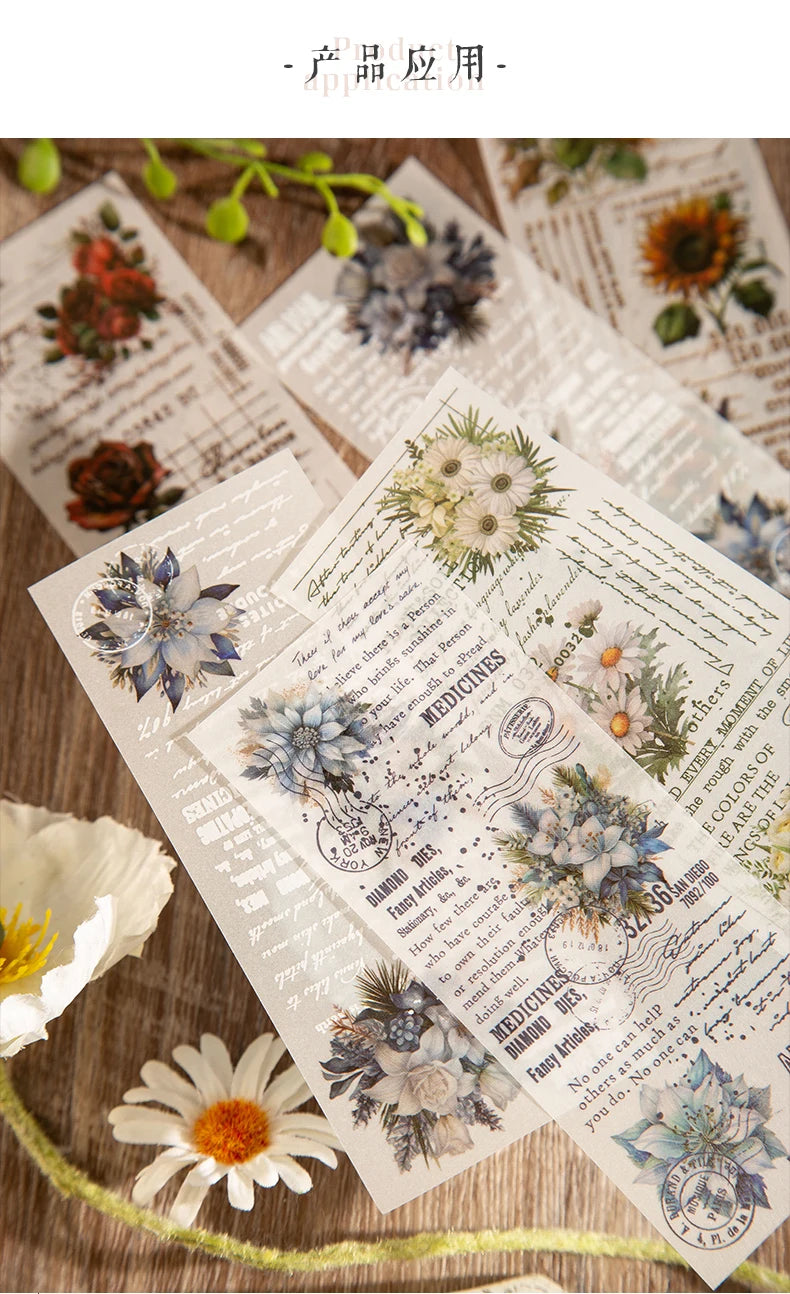 JIAMEI 30pcspack Floral Litmus Paper Materials Paper Decor Junk Journal DIY Scrapbooking Translucent Craft Aesthetics Paper