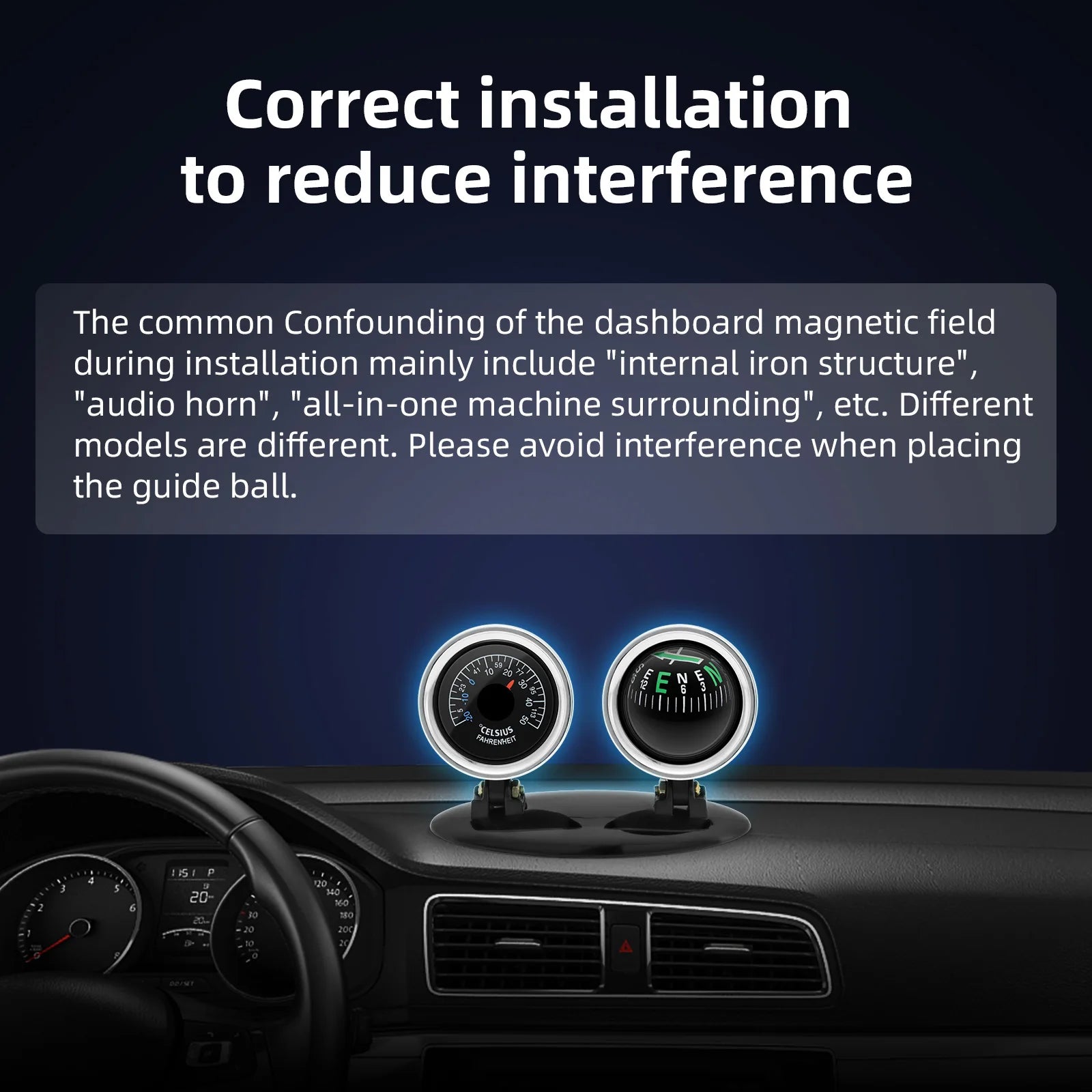 Multifunctional Compass Portable Compact Navigation Device Universal Outdoor High Precision Compass For Car Boat Moto Bicycle